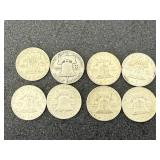 8 Franklin Half Dollars Mixed Years