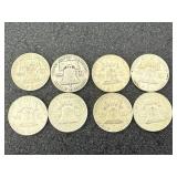 8 Franklin Half Dollars Mixed Years