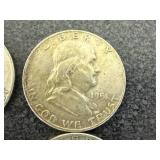 6 Franklin Half Dollars Mixed Years