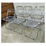 Set of Six Vintage Lucite Folding Chairs