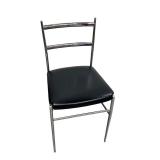 Vintage Italian Gio Ponti-style Chrome Side Chair