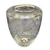 Vintage Mid Century Etched Glass Swedish Vase