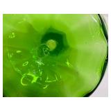 Vintage Hand Blown Green Art Glass Vase / Bottle