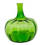 Vintage Hand Blown Green Art Glass Vase / Bottle