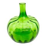 Vintage Hand Blown Green Art Glass Vase / Bottle