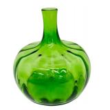 Vintage Hand Blown Green Art Glass Vase / Bottle