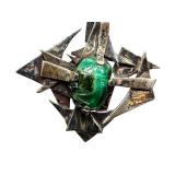 Vintage Brutalist Style Sterling Silver and Malachite Necklace