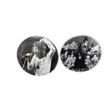 Vintage Rolling Stones Pin Back & Vintage Mick Jagger Black and White Photographic Pin Back