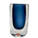 Vintage Orrefors Sommerso Deep Blue Glass Vase Nils Landberg