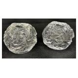 Pair of Vintage Kosta Boda Snowball Candle Holders