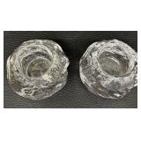 Pair of Vintage Kosta Boda Snowball Candle Holders