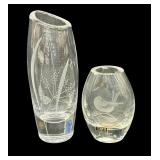 Vintage Etched Glass Vases including a Vintage Kosta Boda Etched Glass Vase