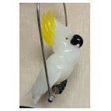 Pino Signoretto Cockatoo in Silky Glass / Hand Blown Pino Signoretto Art Glass Cockatoo Figurine