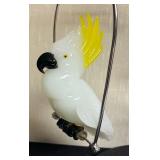 Pino Signoretto Cockatoo in Silky Glass / Hand Blown Pino Signoretto Art Glass Cockatoo Figurine