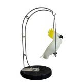 Pino Signoretto Cockatoo in Silky Glass / Hand Blown Pino Signoretto Art Glass Cockatoo Figurine