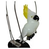 Pino Signoretto Cockatoo in Silky Glass / Hand Blown Pino Signoretto Art Glass Cockatoo Figurine