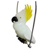 Pino Signoretto Cockatoo in Silky Glass / Hand Blown Pino Signoretto Art Glass Cockatoo Figurine