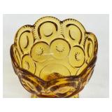 Vintage LE Smith Moon & Stars Amber Glass Pedestal Compote Covered Candy Dish