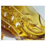 Vintage LE Smith Moon & Stars Amber Glass Pedestal Compote Covered Candy Dish