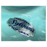 USA Pottery Mid-Century Turquoise Aqua Vintage Divided Condiment Leaf Dish Bowl