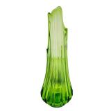 Vintage MCM LE Smith Lime Green Swung Ribbed Vase 20”