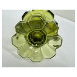 Vintage Fenton Valencia Colonial Green Swung Glass Vase 16.5" Petal Base Foot