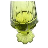 Vintage Fenton Valencia Colonial Green Swung Glass Vase 16.5" Petal Base Foot