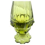 Vintage Fenton Valencia Colonial Green Swung Glass Vase 16.5" Petal Base Foot