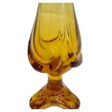 Mid Century Modern Large Amber Viking Glass 14″ Swung Vase