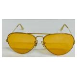 Groovy Yellow Tinted Vintage Aviator Style Sunglasses