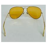 Groovy Yellow Tinted Vintage Aviator Style Sunglasses