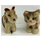 Vintage Steiff Dog and Tabby Cat