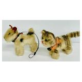 Vintage Steiff Dog and Tabby Cat