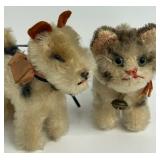 Vintage Steiff Dog and Tabby Cat
