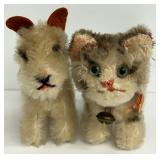 Vintage Steiff Dog and Tabby Cat