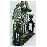 Antique Wall Menorah / Solid Bronze Hanukkah Lamp Menorah