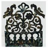 Antique Wall Menorah / Solid Bronze Hanukkah Lamp Menorah