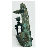 Antique Wall Menorah / Solid Bronze Hanukkah Lamp Menorah