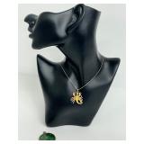 Scorpion Pendant Necklace with Vintage Trifari Chain and Beautiful Malachite Pendant