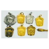 Vintage Mixed School Track Pendants, Charms and Pin
