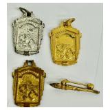 Vintage Mixed School Track Pendants, Charms and Pin