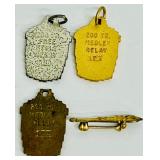 Vintage Mixed School Track Pendants, Charms and Pin