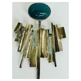 Gorgeous Vintage Silver and Aqua Stone Signed Abstract Brooch / Pin