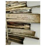 Gorgeous Vintage Silver and Aqua Stone Signed Abstract Brooch / Pin