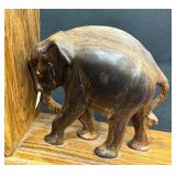 Vintage Wooden Elephant Figurine Bookends