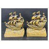 Pair of Vintage Philadelphia Mfg. Co. Metal Sailing Ship Book Ends