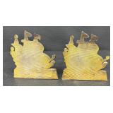 Pair of Vintage Philadelphia Mfg. Co. Metal Sailing Ship Book Ends