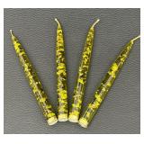 Four Decorative Vintage Faux Candles with Golden Flecks