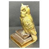 Pair of Vintage Cast Metal Owl Figurine Bookends