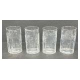 Vintage Iitalla Flora Pitcher with Four Glasses Designed by Oiva Toikka